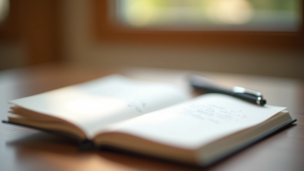 Cahier ouvert avec notes manuscrites de dépenses quotidiennes et stylo à proximité