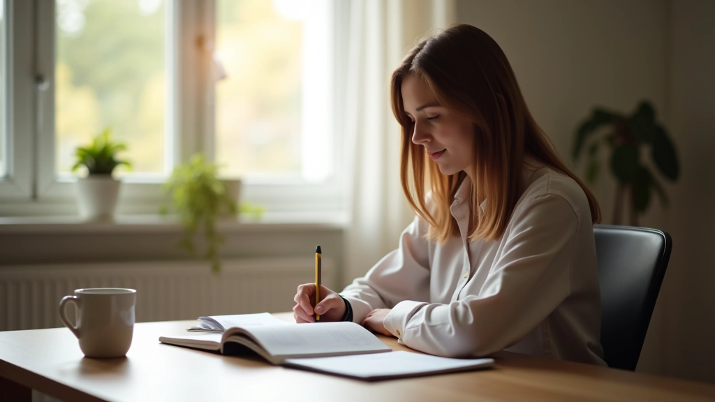Femme enregistrant ses dépenses quotidiennes dans un journal personnel